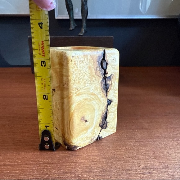 Handcrafted out of Burled maple signed Tea light Candle Holder - Picture 12 of 12